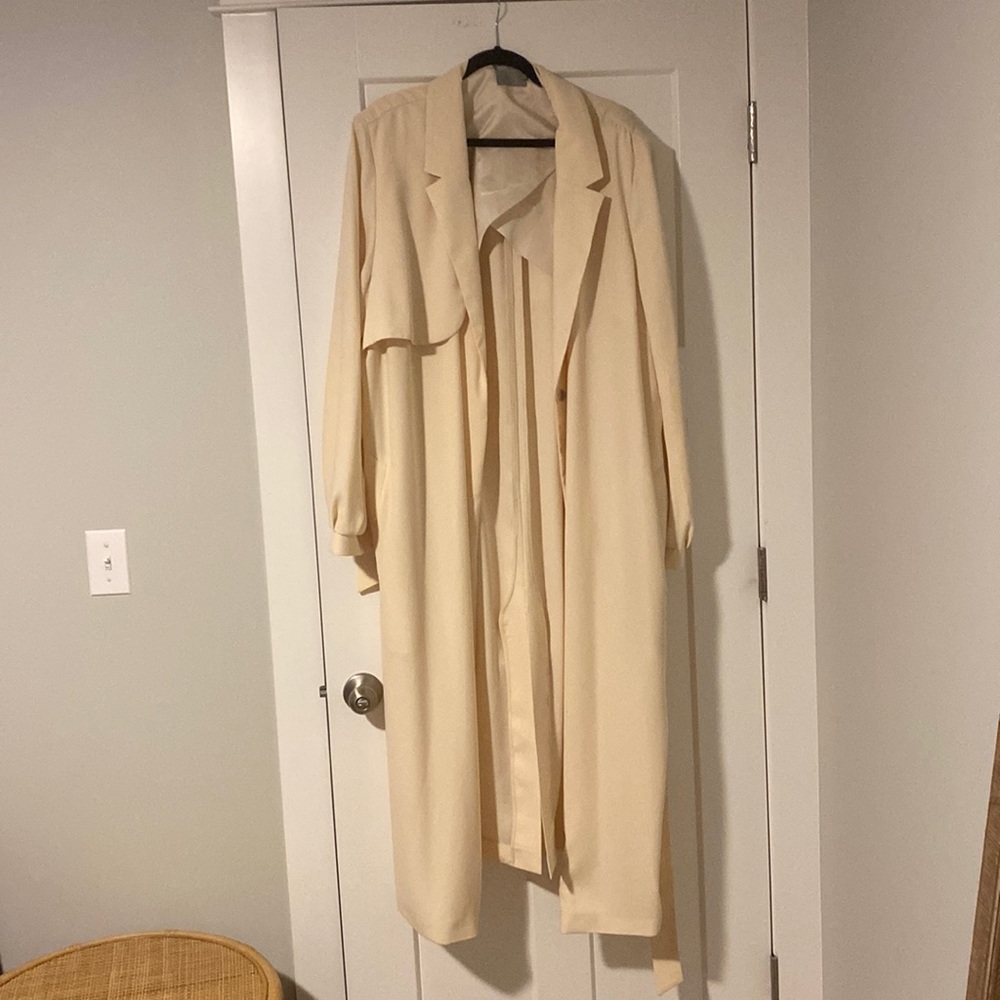ASOS Curve, Asymmetrical Cream Duster Coat, Size 22